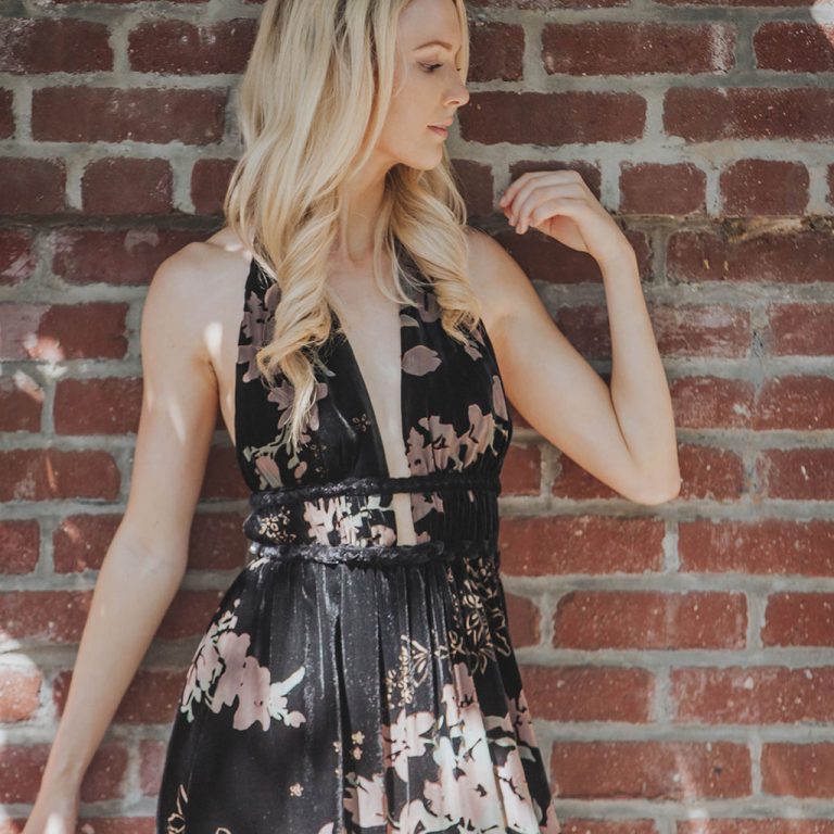 woman brick wall