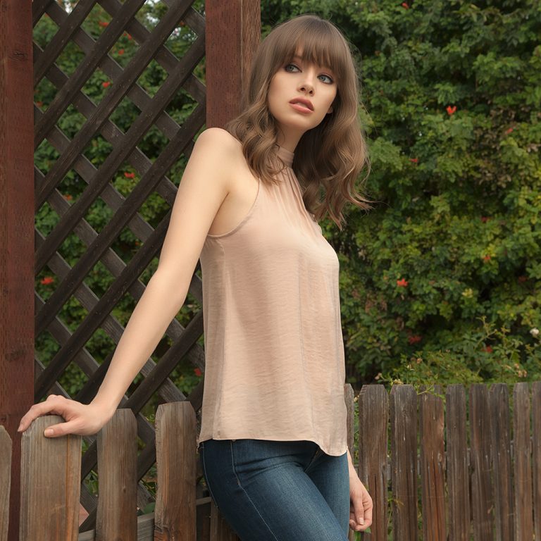 woman brown blouse